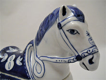 Blue and White  Porcelain Two-Piece Horse Trinket Holder/ Box.