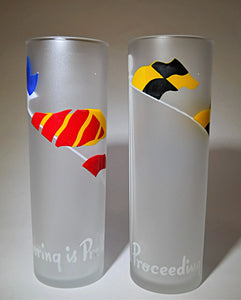 Libbey Nautical Flag Frosted Glass Tom Collins Glasses Collection of Six. c.1955-1960's