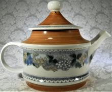 Goebel Country Style Burgund Walnut Finish and Floral Etching 5 Cup Teapot