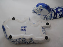 Blue and White Porcelain Two-Piece Horse Trinket Holder/ Box.