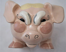 Kay Finch Vintage California Pottery Hand Made Pink Floral and Hearts Piggy Bank