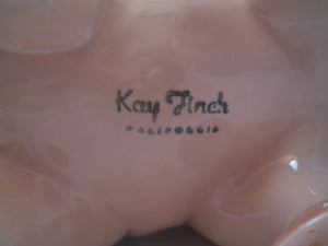Kay Finch Vintage California Pottery Hand Made Pink Floral and Hearts Piggy Bank