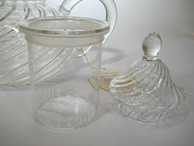 BonJour Les Amis Collection Swirl Oval Glass Teapot with Sugar Bowl/ Spoon and Creamer