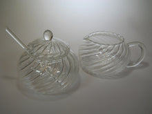 BonJour Les Amis Collection Swirl Oval Glass Teapot with Sugar Bowl/ Spoon and Creamer