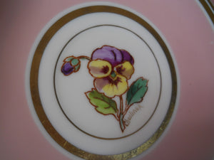 Pickard Pink and Gold Floral Demitasse Cup Collection Handpainted by Edward S. Challinor, c.1938