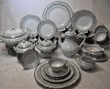  Franconia Krautheim Argenta White with Grey Scrolls 76-piece Dinnerware / Tableware Collection for Seven