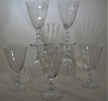 Fostoria Etched Crystal Glass Low Water Chintz Goblet Set of Seven