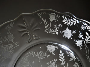 Fostoria Vintage Chintz Etched Baroque Luncheon Plate Collection of Eight