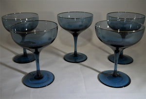 Lenox Blue Shadow with Platinum Trim Champagne Coupe/ Sherbet Glass Set of Five