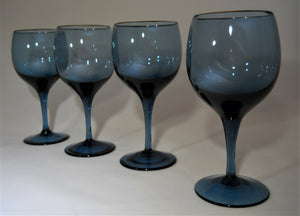 Vintage Set of 4 Misty Blue Swirl by Libbey Wine Glasses - Stemware
