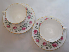 Majestic Choice England Roses Fine Bone 5-Piece China Cup and Saucer Pair w/Plate. c.1972
