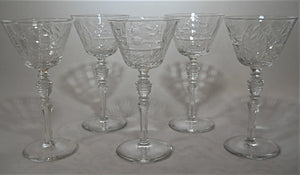 Libbey/ Rock Sharpe Rembrandt Liquor Cocktail/ Cordial Blown Glass Set of Five