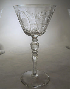 Libbey/ Rock Sharpe Rembrandt Liquor Cocktail/ Cordial Blown Glass Set of Five