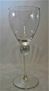 Clear Blown Optic Water Goblet and Opalescent Ball Stem Collection of Six