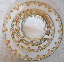 Royal Tettau Pink and Gold Ribbons 88-Piece Dinnerware Collection for Twelve, 1950-1954