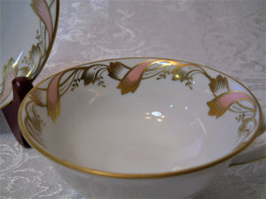 Royal Tettau Pink and Gold Ribbons 88-Piece Dinnerware Collection for Twelve, 1950-1954