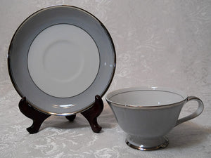  Grace China Graymont Gray/White with a Platinum Rim Dinnerware / Tableware Collection for Eight.