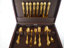 Stanley Roberts Charles IV Gold Electroplate 50 Piece Flatware Service for Eight with Bonus Flatware Chest