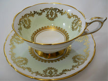 Royal Stafford England Peppermint Green Bone China Teacup and Saucer Pair, 1952