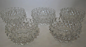 Canton Glass Company Antique EAPG Dewdrop Hobnail Dessert Bowl Collection of Five, c.1885-1902