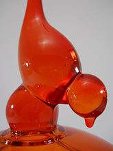 Viking Epic Persimmon Orange  Long Pulled Tail Bird Candy Box/ Dish by Viking Art Glass