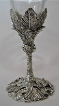 Arthur Court Palm Tree Handcrafted Welled Martini Glass and Metal Stem Pair 