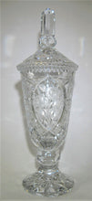 Tall Cut Crystal Glass Candy 16" Urn with Lid 