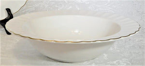Mikasa Ultra Ceram Classic White and Gold 10" Round Vegetable Bowl Set of Two