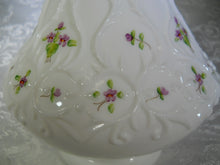 Fenton Violets In The Snow Silver Crest Ruffled Vase.  Hand Painted by Alice Farley.