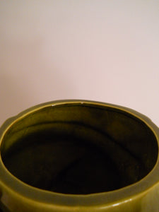 Retro 1950's Avocado Green Fancy Cat Cookie Jar by Doranne of California.
