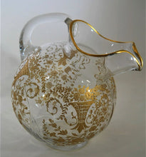 Cambridge Glass Co. Portia Gold Encrusted 80 oz.  Water Ball Tableware Jug Pitcher, 1940-1949