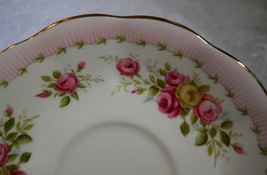 Royal Albert Valeta Pink and Floral Bone China Tea Cup/ Saucer Set, England
