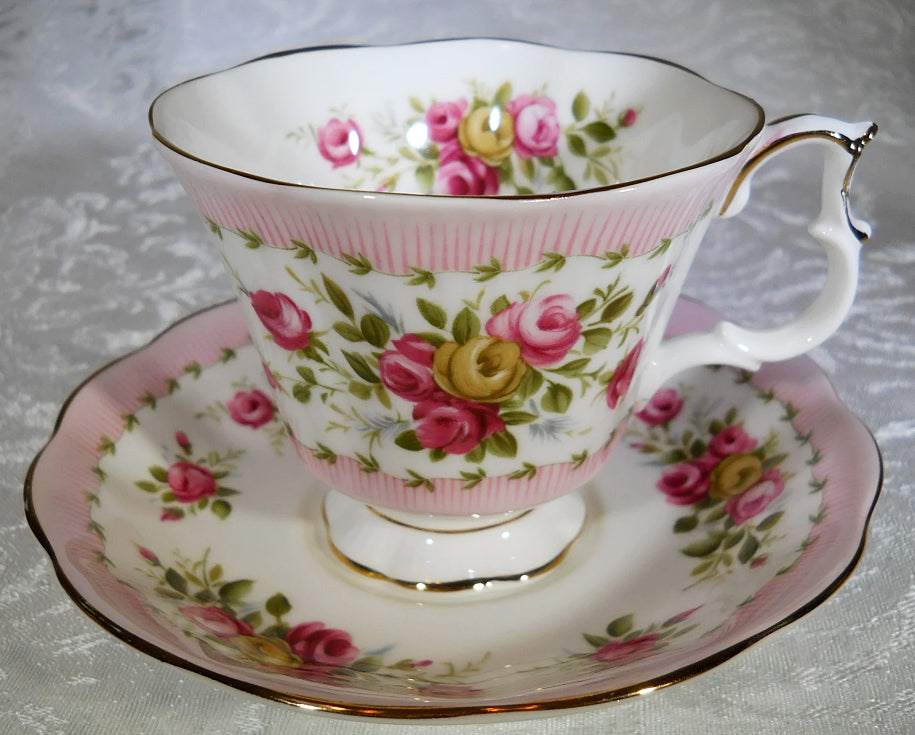 Royal Albert Valeta Pink and Floral Bone China Tea Cup/ Saucer Set, England