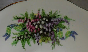 Rosina England Purple and White Scottish Heather Floral and  Tartan Bone China Tea Cup/ Saucer Set#5187  c.1952