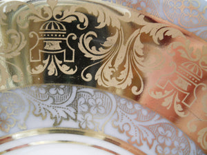 Winterling Bavaria Gray and Wide Gold Band Porcelain Teacup/Saucer Set