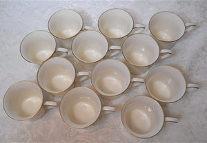 Noritake Golden Cove Ivory and Gold Art Deco Fine China 73-Piece Dinnerware / Tableware Collection For Twelve 1986-1999. RESERVED FOR SUSAN