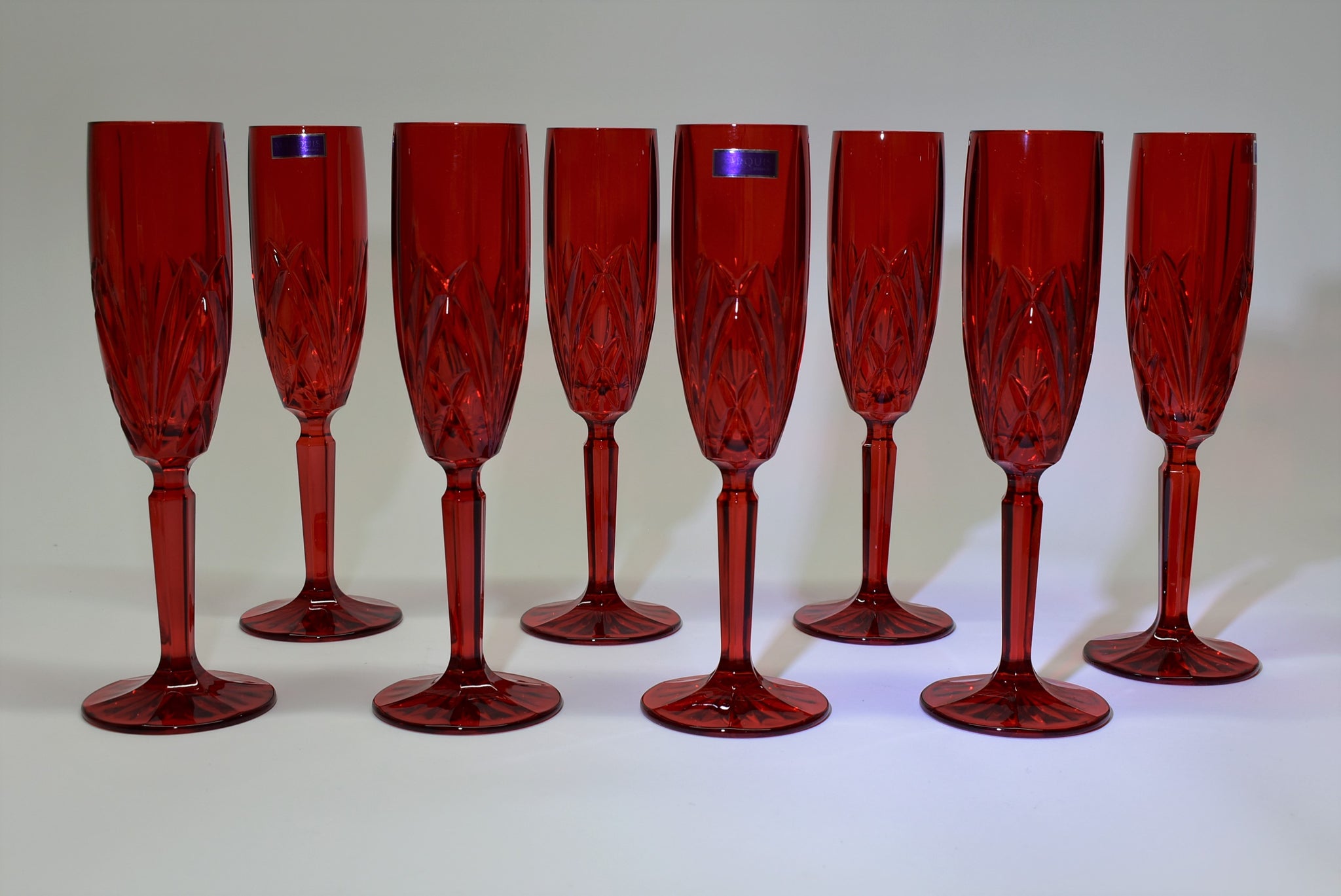 Casino Wedding Glasses Champagne Flutes Set of 2 Pocker Royal Flush in Red  and Black Color 