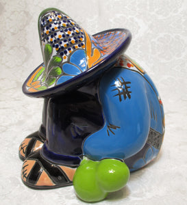 Mexican Pottery Sleeping Siesta Sombrero Man Figurine