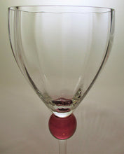 Pottery Barn Clear Blown Optic Water Goblet and Pink Ball Stem Collection of Nine