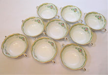 Noritake Larue Green and Floral 74-Piece Porcelain Dinnerware Collection for Nine. c.1933