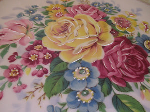 Andre Prevot Limoges France 12" Round Serving Platter /Tray with Roses and Raised Detail