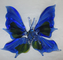 Blue, White, and Yellow Blown Glass Butterfly Figurine