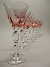 Abigails Adriana Pink and Clear Twist Stem Wine Glass Collection of Eight