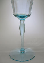 Morgantown Heirloom Blue Aquamarine Optic Water Goblet Set of Four