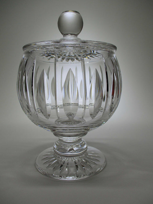 Stuart England Blown Glass Hampshire Footed Candy Dish with Lid.