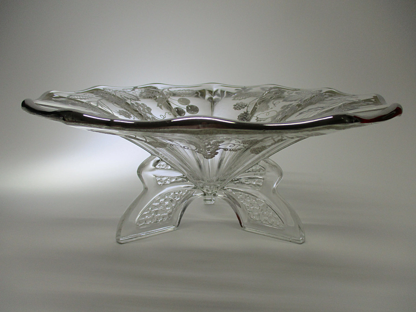 Silver City Berries Sterling Silver Overlay Butterfly Footed Bowl.