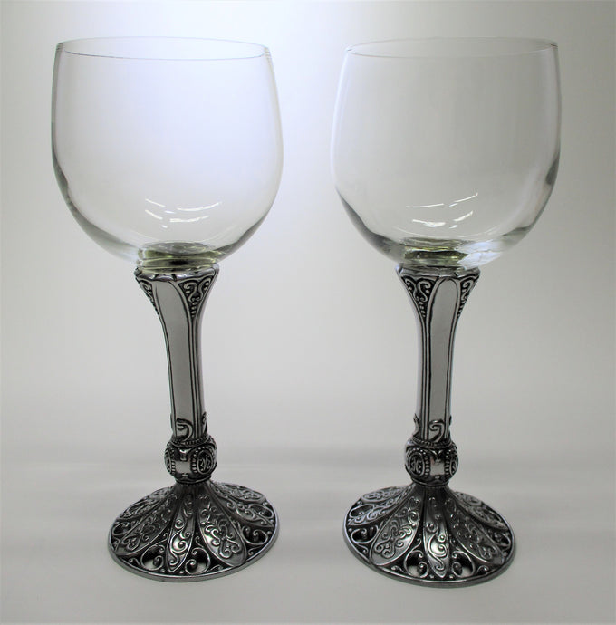 Brighton Theodora Red Wine Glass Chrome Stem Set of Two